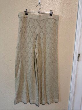 Pearl‎ By Lela Rose Wide Leg Pants Open Knit Size XL Pull On stretchy